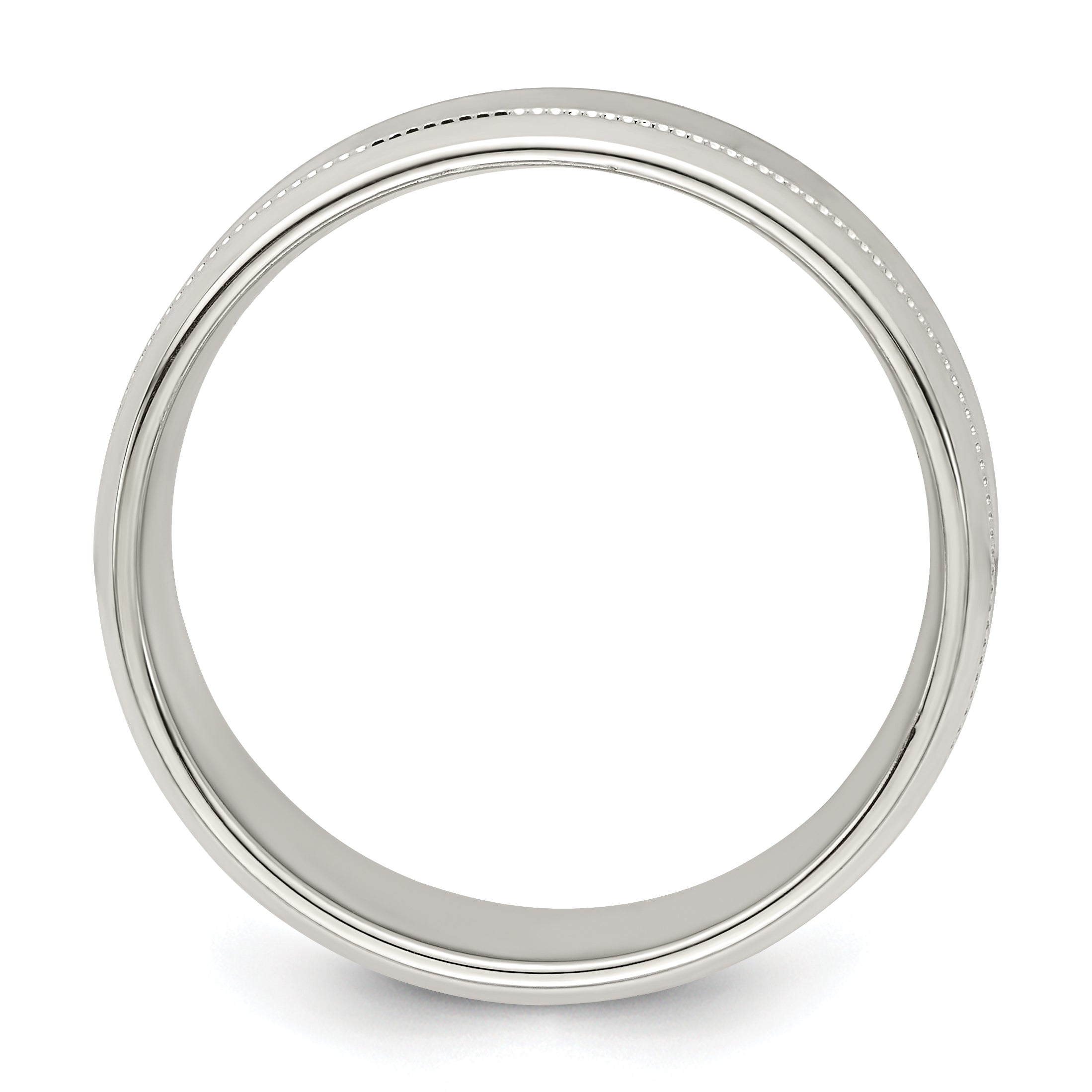 Sterling Silver 6mm Polished Flat Milgrain Beveled Edge Fancy Band Size 13.5