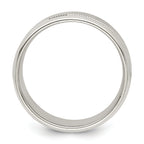 Sterling Silver 6mm Polished Flat Milgrain Beveled Edge Fancy Band Size 13.5