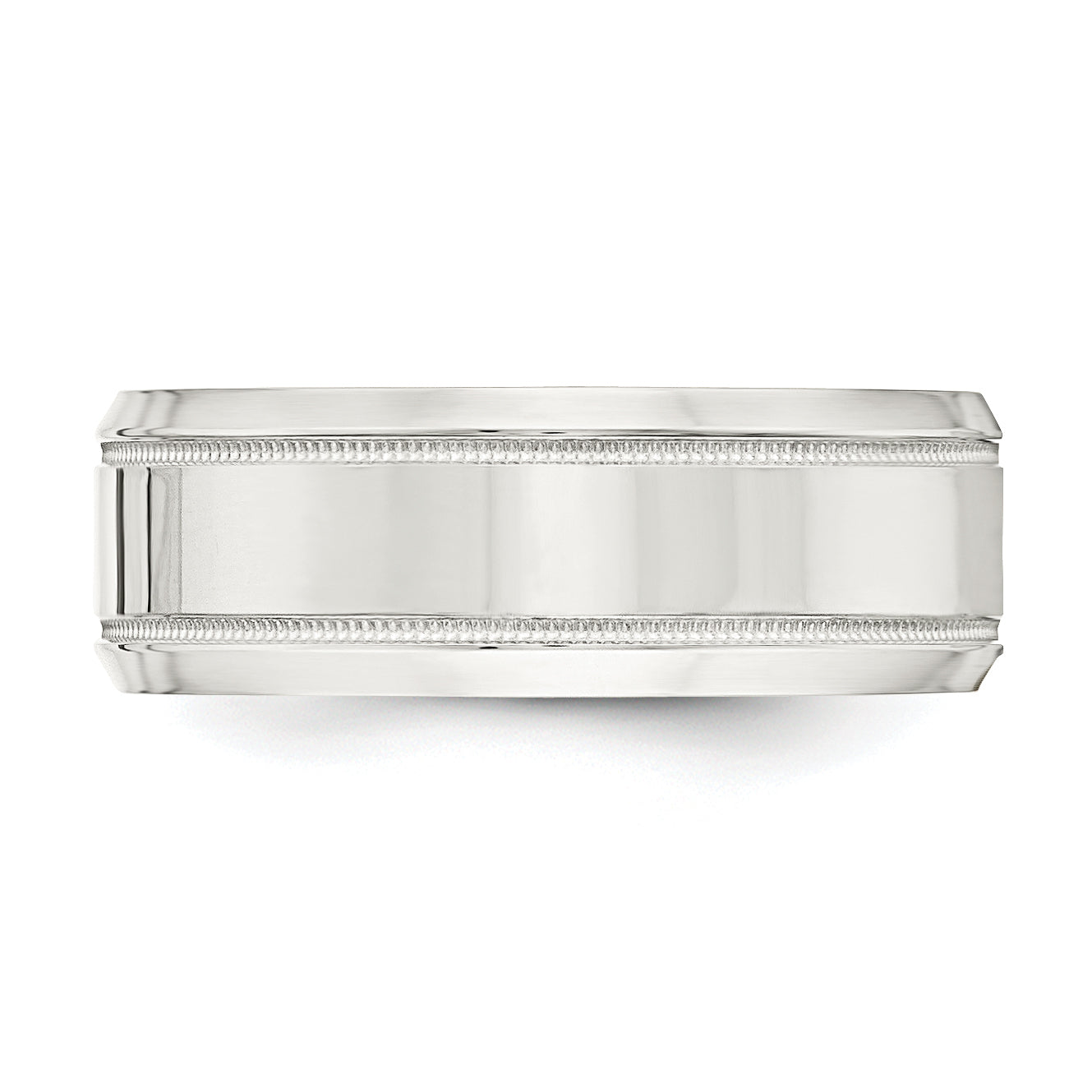 Sterling Silver 6mm Polished Flat Milgrain Beveled Edge Fancy Band Size 13.5