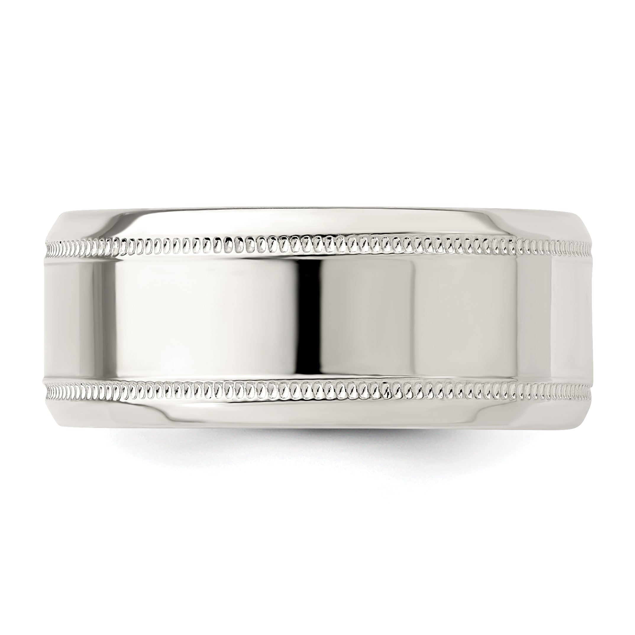 Sterling Silver 6mm Polished Flat Milgrain Beveled Edge Fancy Band Size 13.5