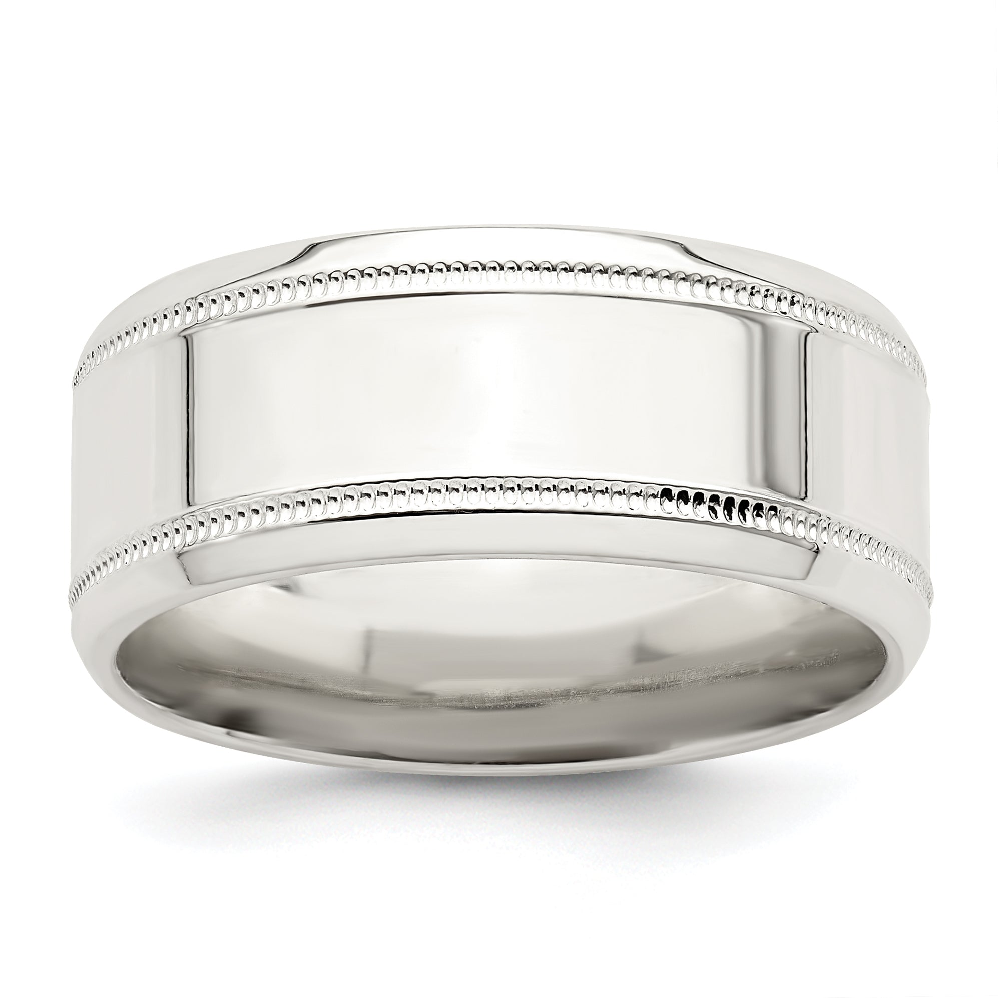 Sterling Silver 6mm Polished Flat Milgrain Beveled Edge Fancy Band Size 13.5 Main image