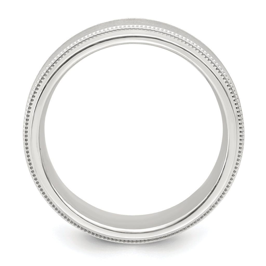 Sterling Silver 6mm Brushed Flat Milgrain Beveled Edge Fancy Band Size 13.5