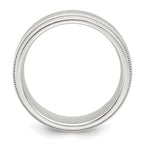 Sterling Silver 6mm Brushed Flat Milgrain Beveled Edge Fancy Band Size 13.5