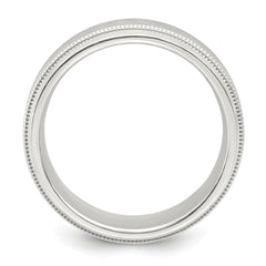 Sterling Silver 6mm Brushed Flat Milgrain Beveled Edge Fancy Band Size 13.5
