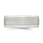 Sterling Silver 6mm Brushed Flat Milgrain Beveled Edge Fancy Band Size 13.5