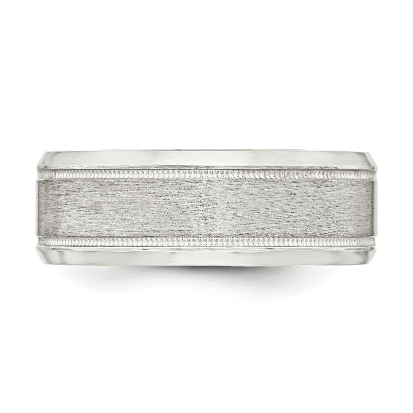 Sterling Silver 6mm Brushed Flat Milgrain Beveled Edge Fancy Band Size 13.5