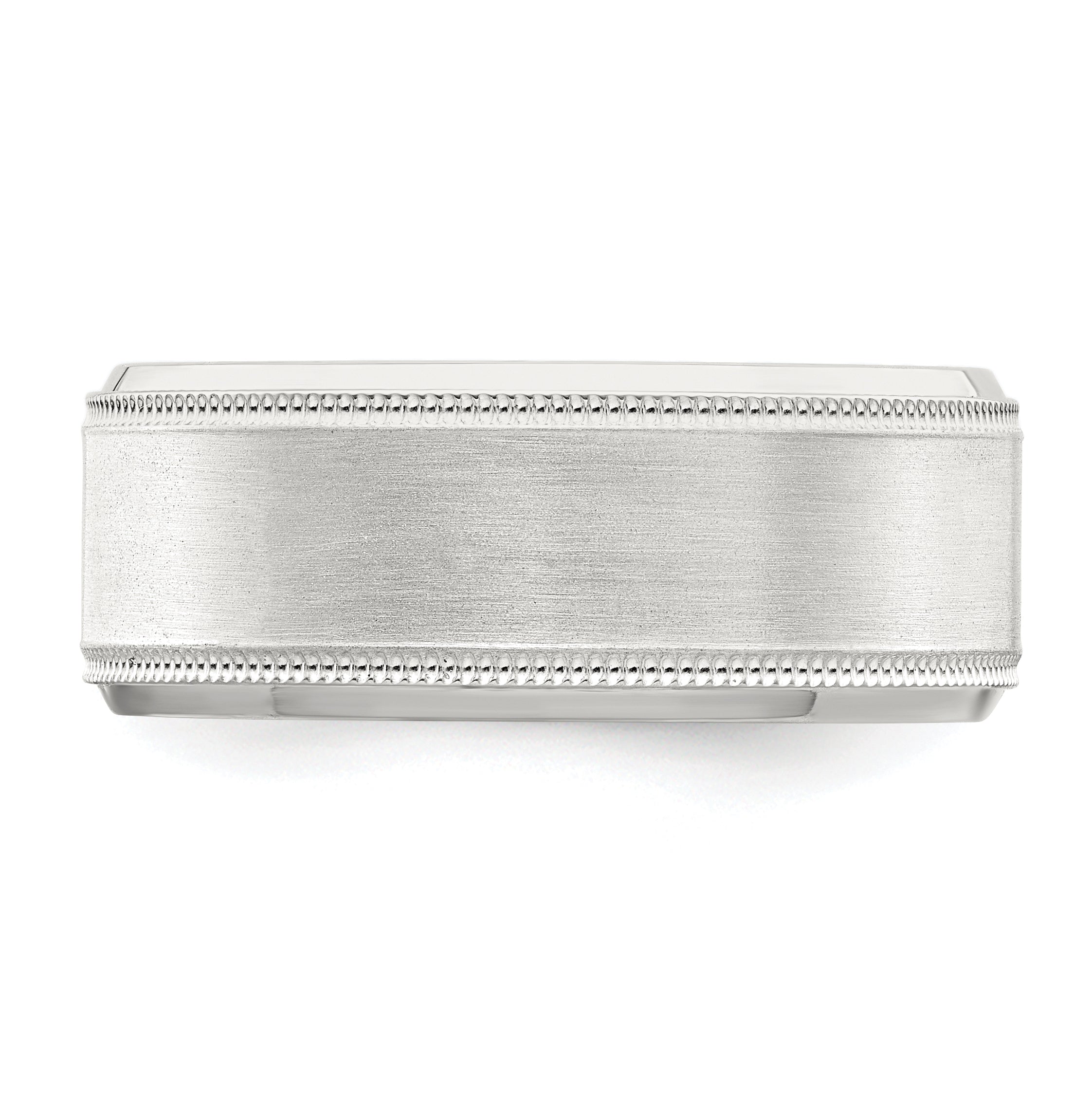 Sterling Silver 6mm Brushed Flat Milgrain Beveled Edge Fancy Band Size 13.5