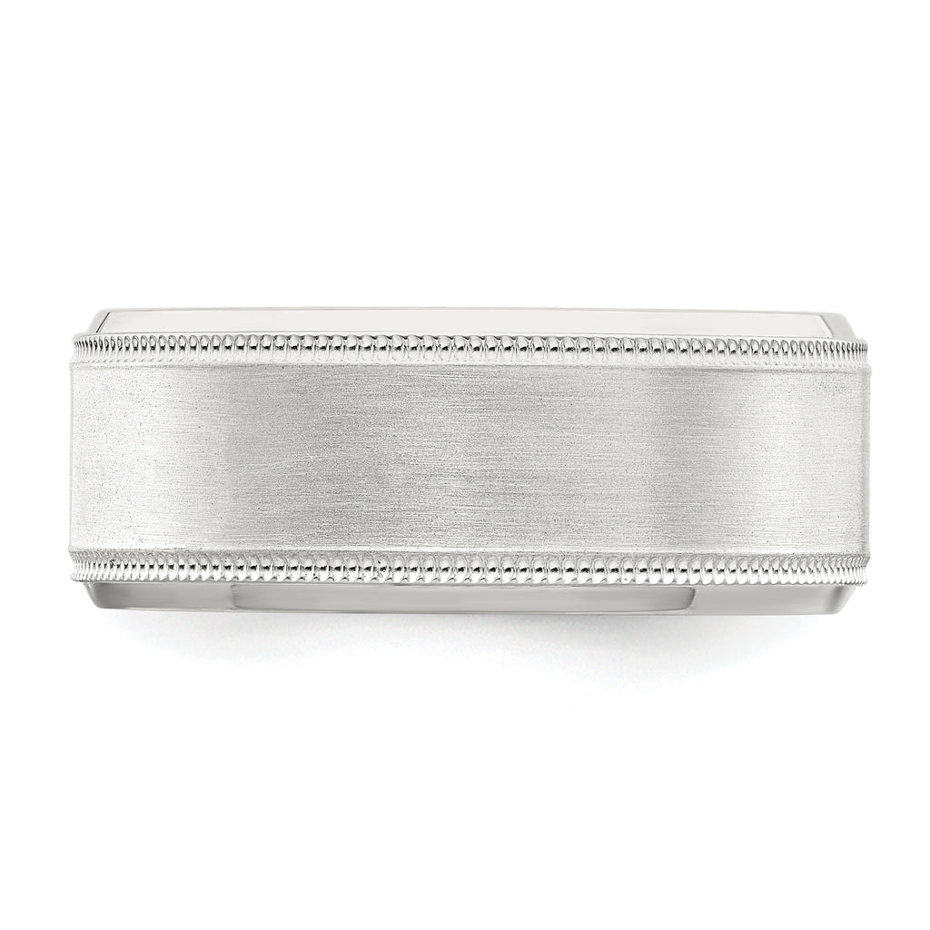 Sterling Silver 6mm Brushed Flat Milgrain Beveled Edge Fancy Band Size 13.5