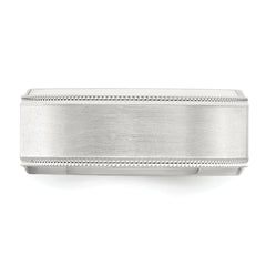Sterling Silver 6mm Brushed Flat Milgrain Beveled Edge Fancy Band Size 13.5