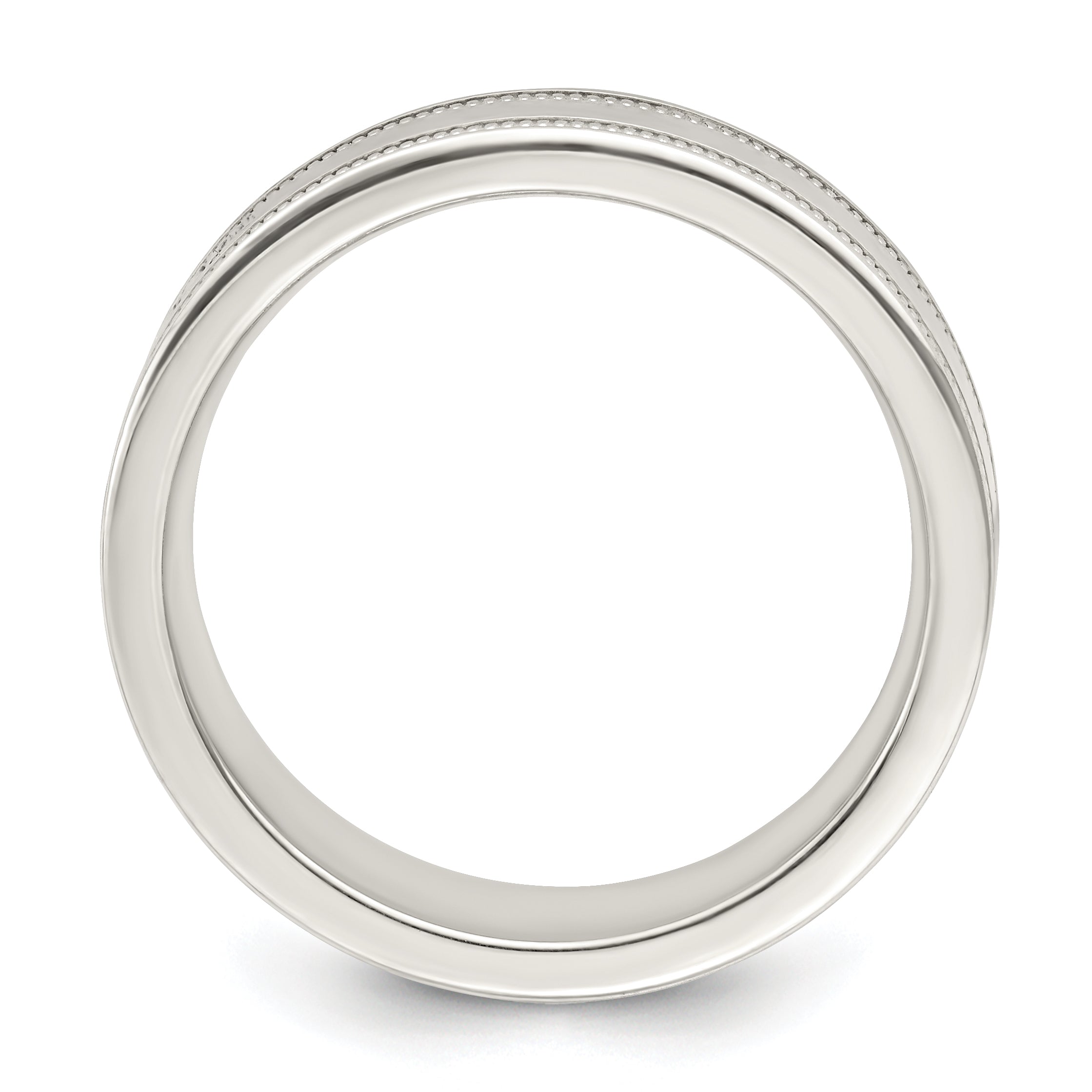 Sterling Silver 6mm Polished Flat Milgrain Grooved Edge Fancy Band Size 13.5