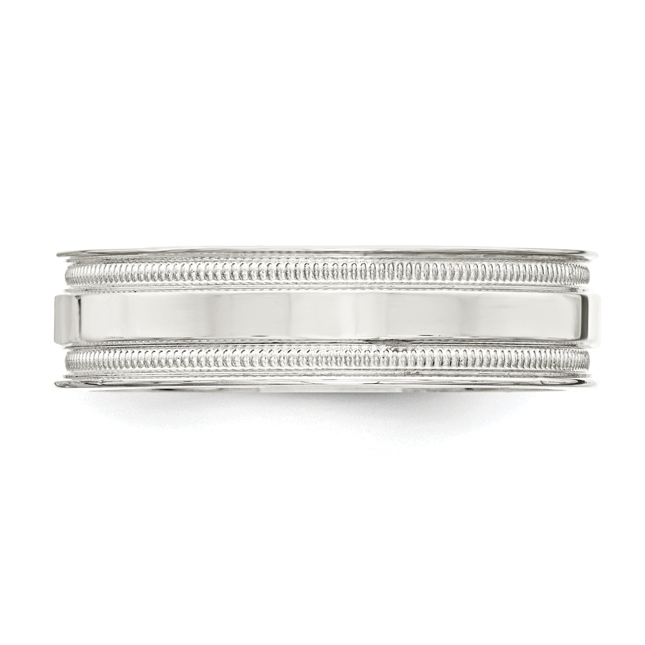 Sterling Silver 6mm Polished Flat Milgrain Grooved Edge Fancy Band Size 13.5
