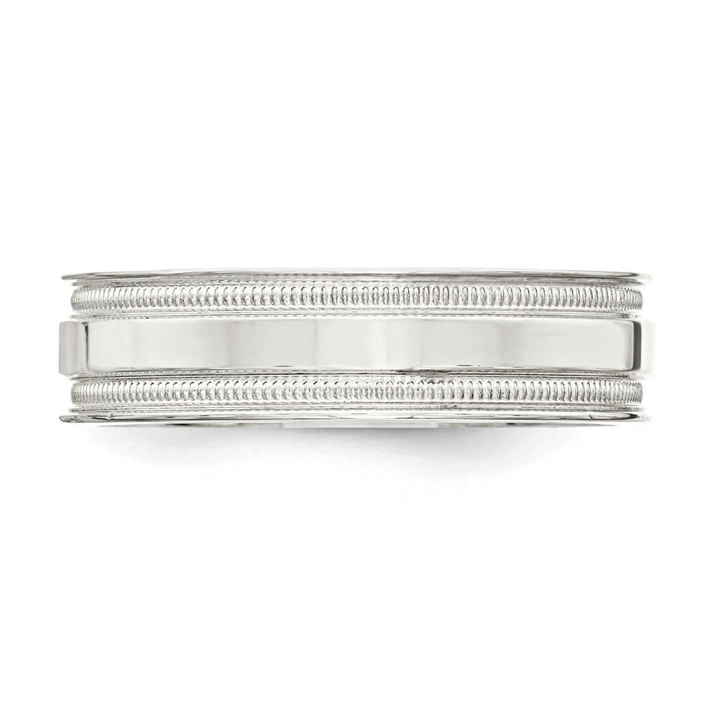 Sterling Silver 6mm Polished Flat Milgrain Grooved Edge Fancy Band Size 13.5