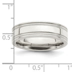 Sterling Silver 6mm Polished Flat Milgrain Grooved Edge Fancy Band Size 13.5