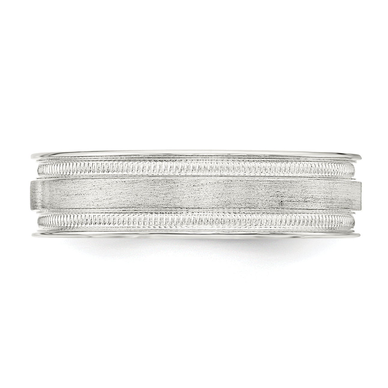 Sterling Silver 6mm Brushed Flat Milgrain Grooved Edge Fancy Band Secondary image