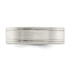 Sterling Silver 6mm Brushed Flat Milgrain Grooved Edge Fancy Band