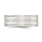 Sterling Silver 8mm Polished Flat Grooved Fancy Band