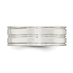 Sterling Silver 8mm Polished Flat Grooved Fancy Band Size 13.5