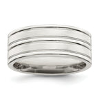 Sterling Silver 8mm Polished Flat Grooved Fancy Band