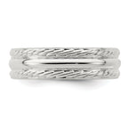 Sterling Silver 6mm Polished Domed Rope Edge Fancy Band