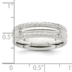 Sterling Silver 6mm Polished Domed Rope Edge Fancy Band