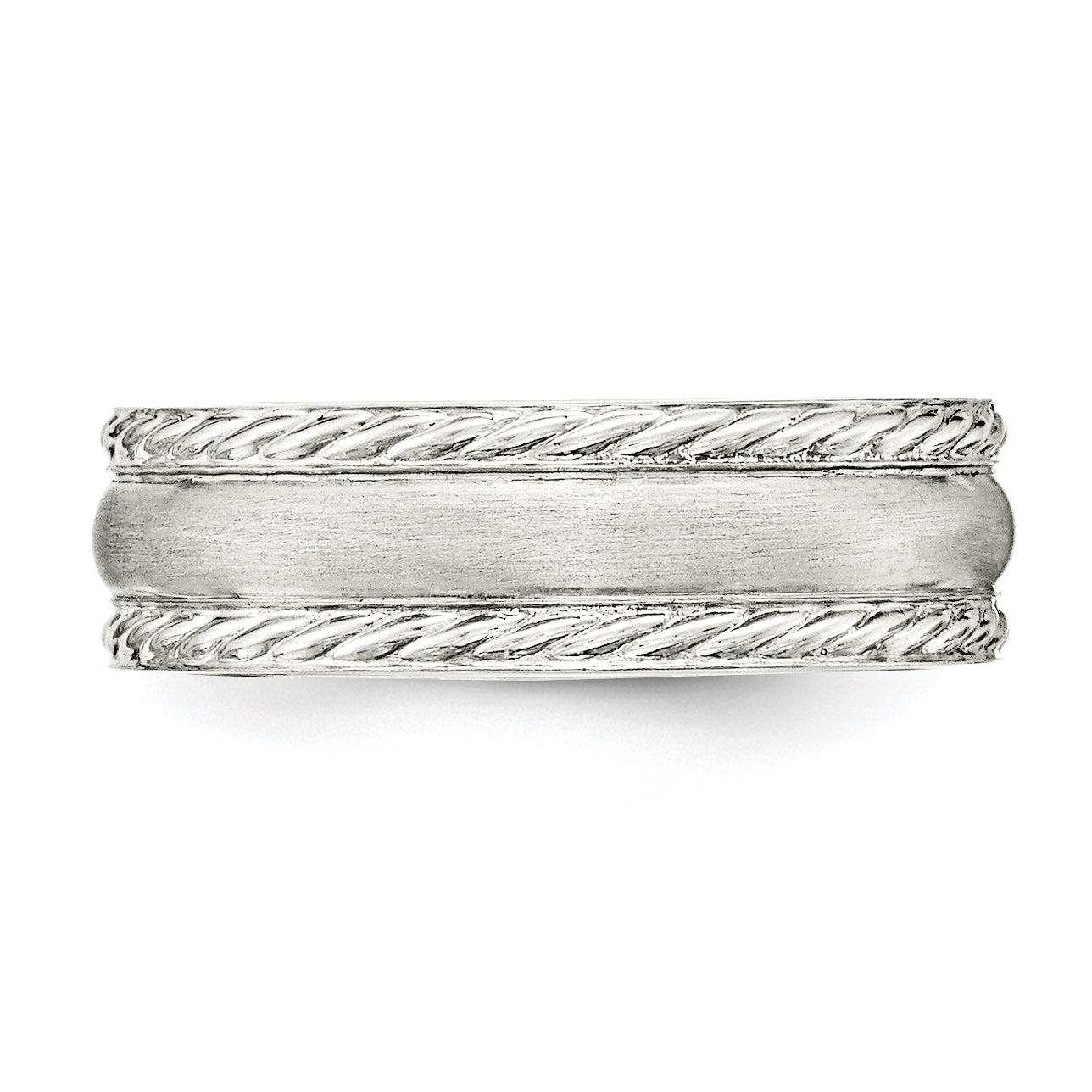 Sterling Silver 6mm Brushed Domed Rope Edge Fancy Band Size 13