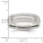 Sterling Silver 6mm Brushed Domed Rope Edge Fancy Band
