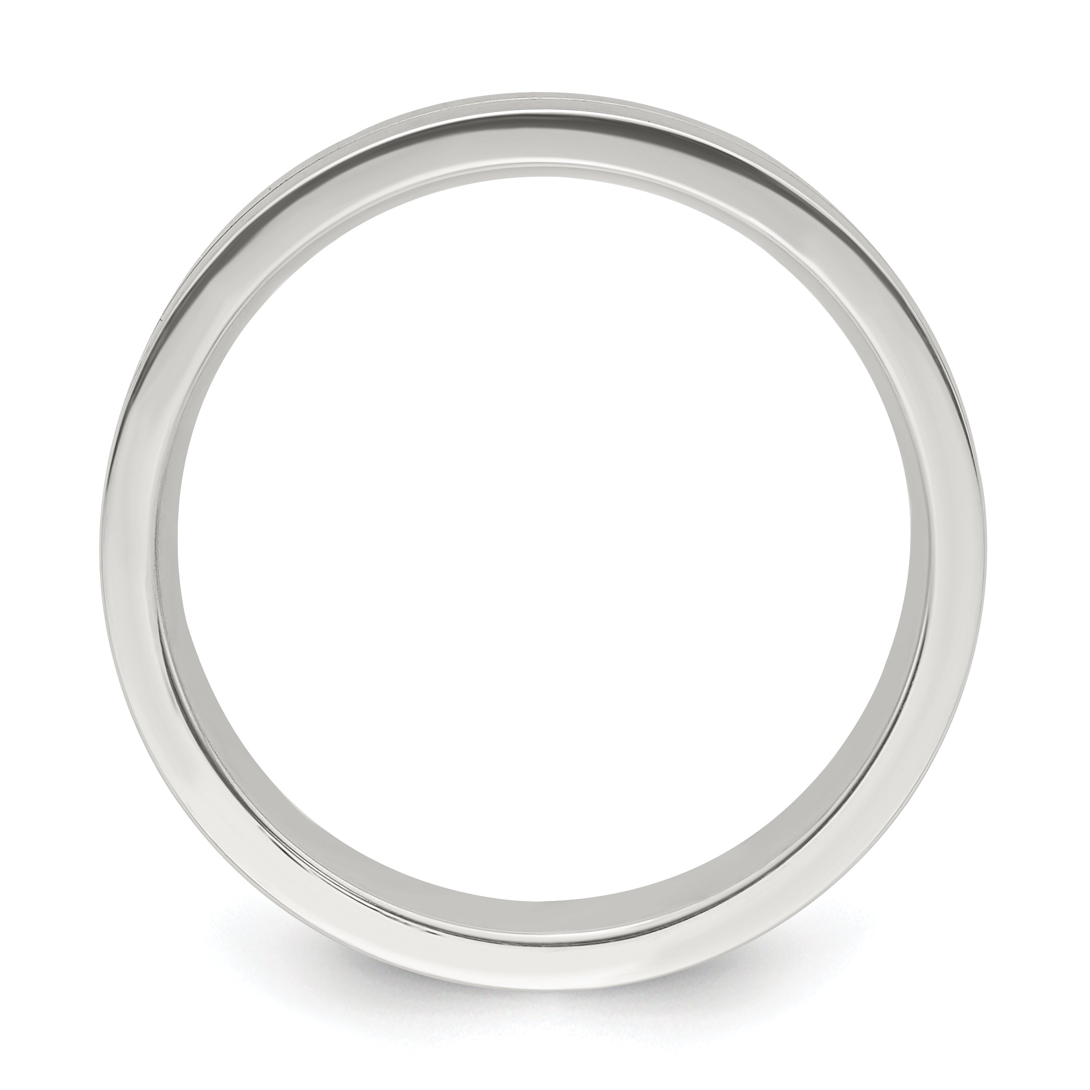 Sterling Silver 6mm Polished Flat Grooved Center Fancy Band Size 13.5