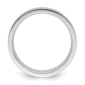 Sterling Silver 6mm Polished Flat Grooved Center Fancy Band, Size 7–13.5 - Sophia Jewelers