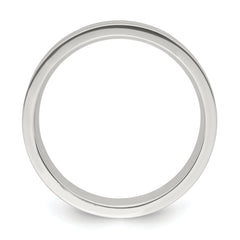 Sterling Silver 6mm Polished Flat Grooved Center Fancy Band Size 13.5
