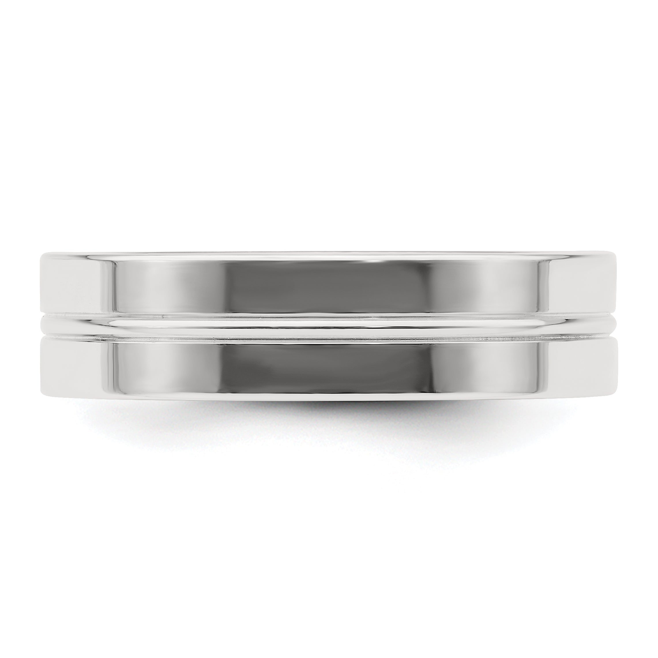 Sterling Silver 6mm Polished Flat Grooved Center Fancy Band Size 13.5