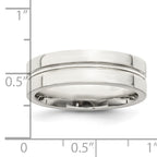 Sterling Silver 6mm Polished Flat Grooved Center Fancy Band