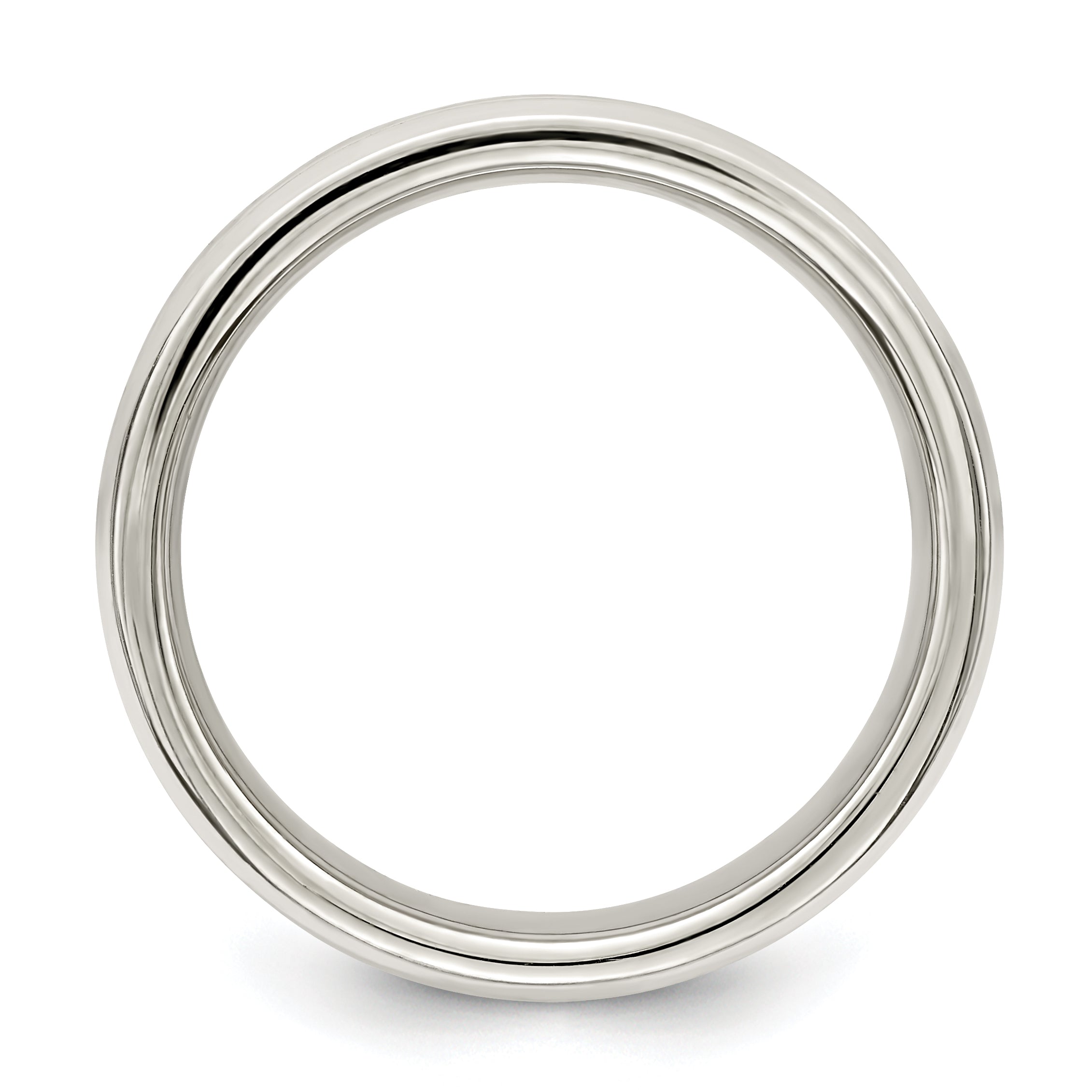 Sterling Silver 6mm Polished Flat Grooved Fancy Band Size 13.5