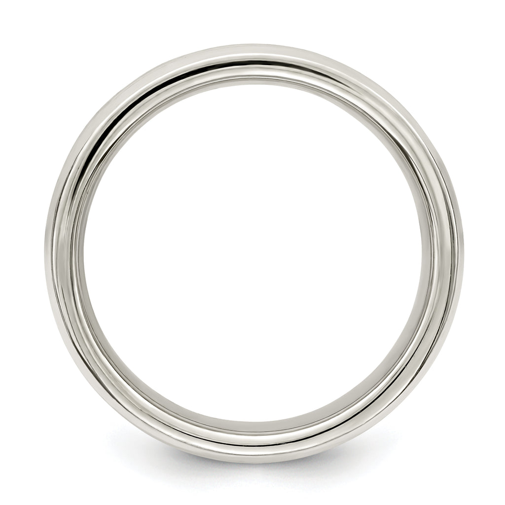 Sterling Silver 6mm Polished Flat Grooved Fancy Band Size 13.5