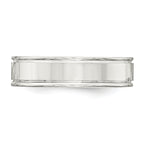 Sterling Silver 6mm Polished Flat Grooved Fancy Band Size 13.5