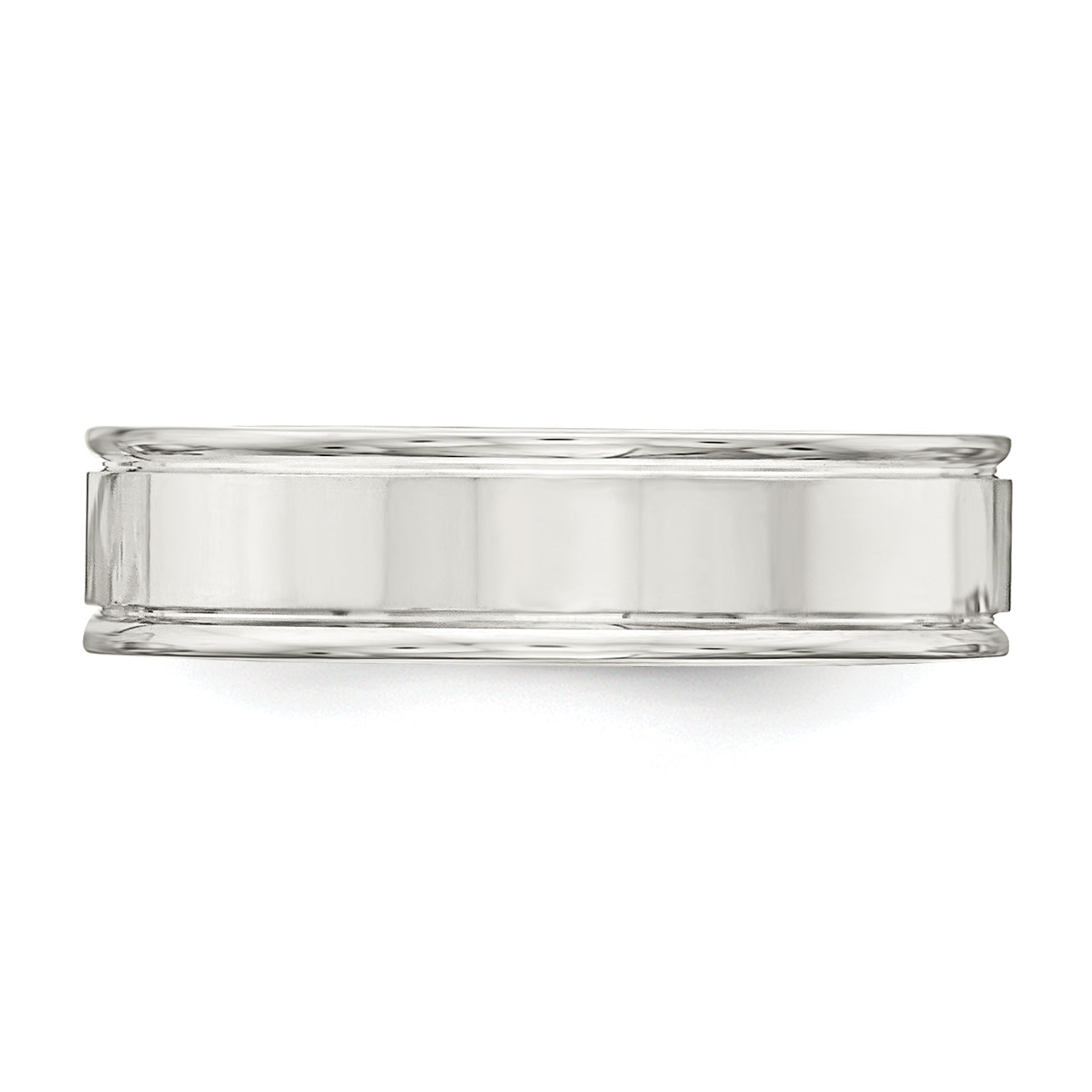 Sterling Silver 6mm Polished Flat Grooved Fancy Band Size 13.5
