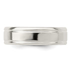 Sterling Silver 6mm Polished Flat Grooved Fancy Band Size 13.5