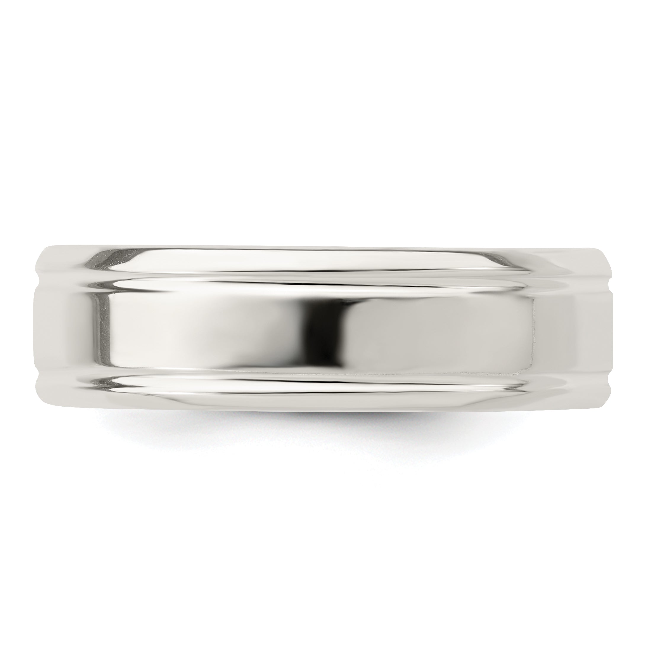 Sterling Silver 6mm Polished Flat Grooved Fancy Band Size 13.5