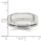 Sterling Silver 6mm Polished Flat Grooved Fancy Band Size 13.5
