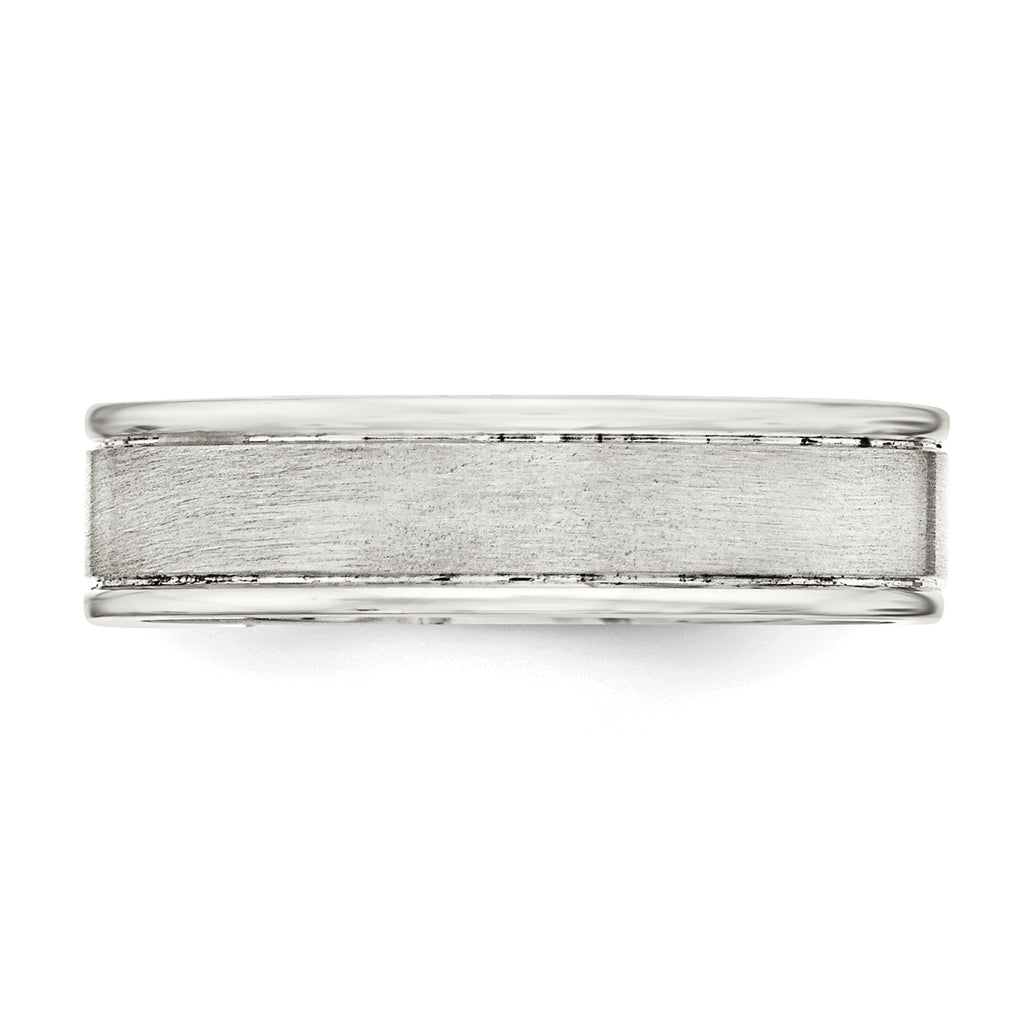 Sterling Silver 6mm Brushed Fancy Band