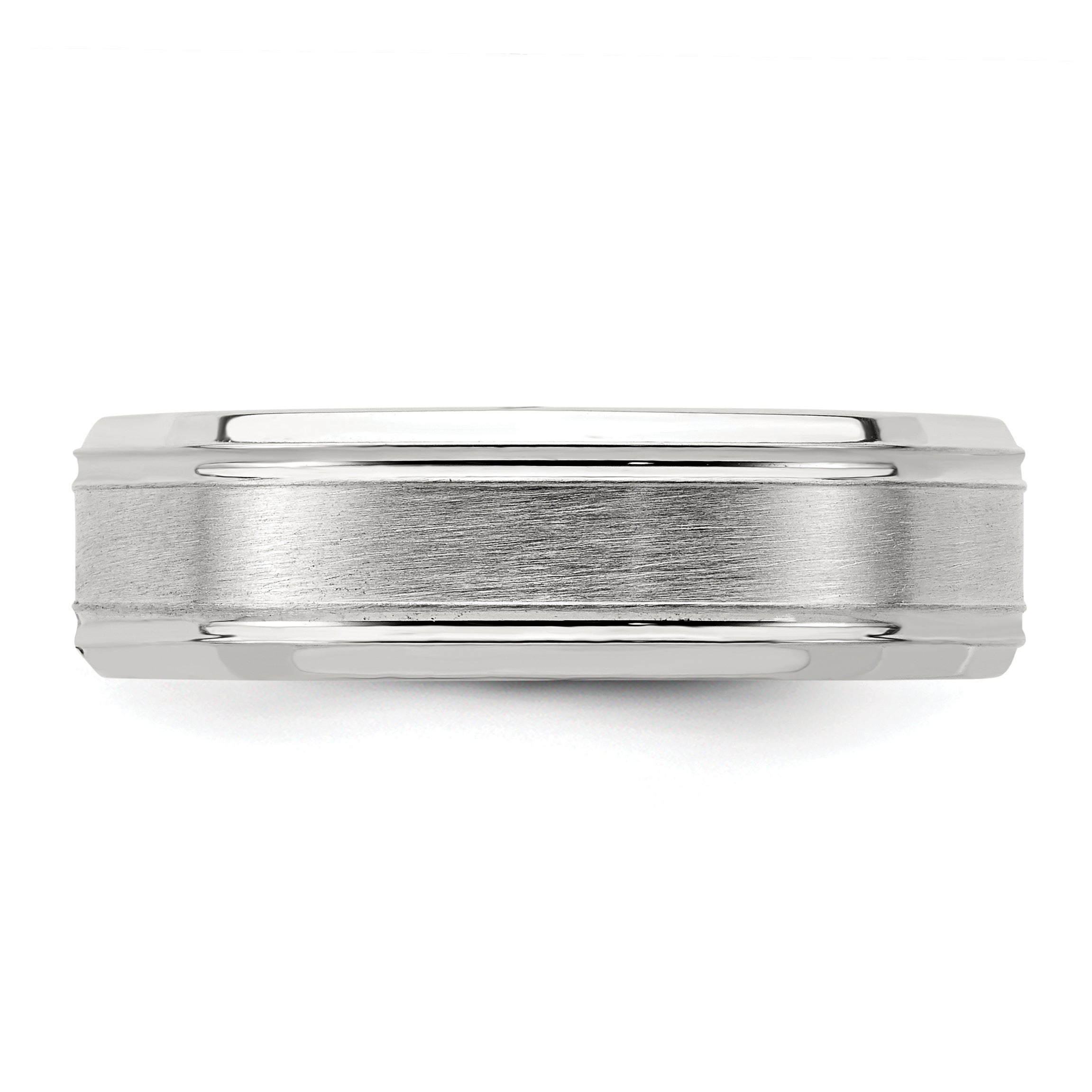Sterling Silver 6mm Brushed Flat Grooved Fancy Band Size 13.5