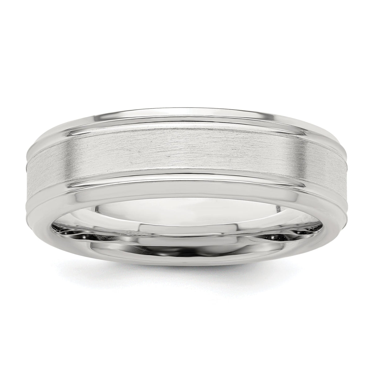 Sterling Silver 6mm Brushed Fancy Band, Size 6.5–13.5 - Sophia Jewelers Main image