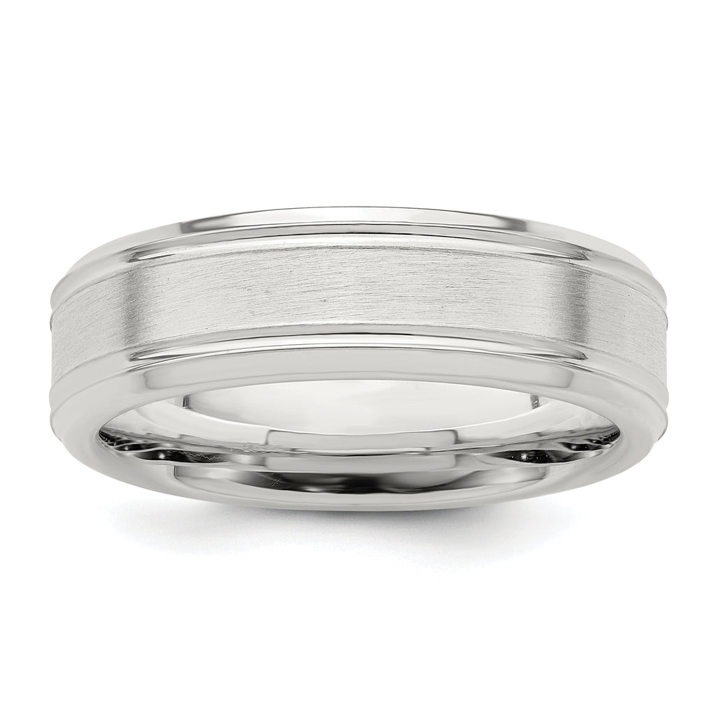 Sterling Silver 6mm Brushed Fancy Band