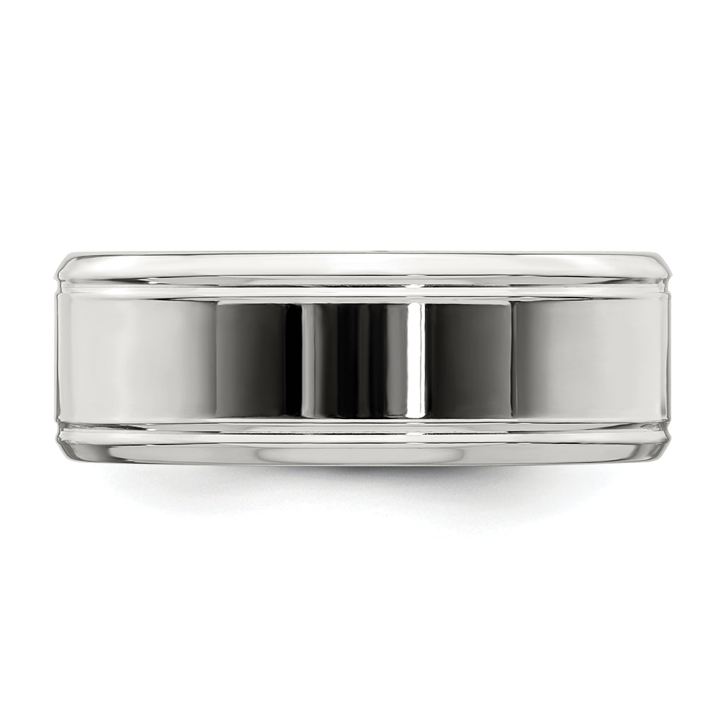 Sterling Silver 6mm Polished Flat Beveled Edge Fancy Band