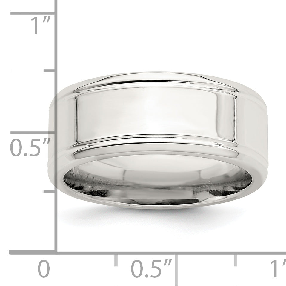 Sterling Silver 6mm Polished Flat Beveled Edge Fancy Band Size 13.5
