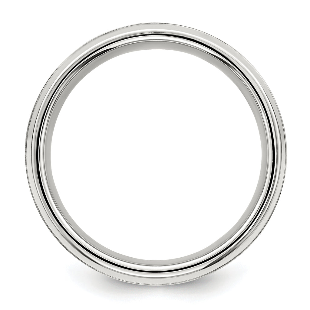 Sterling Silver Rhodium-plated 8mm Brushed Fancy Band