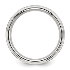 Sterling Silver Rhodium-plated 8mm Brushed Fancy Band Size 13.5