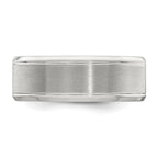 Sterling Silver Rhodium-plated 8mm Brushed Fancy Band