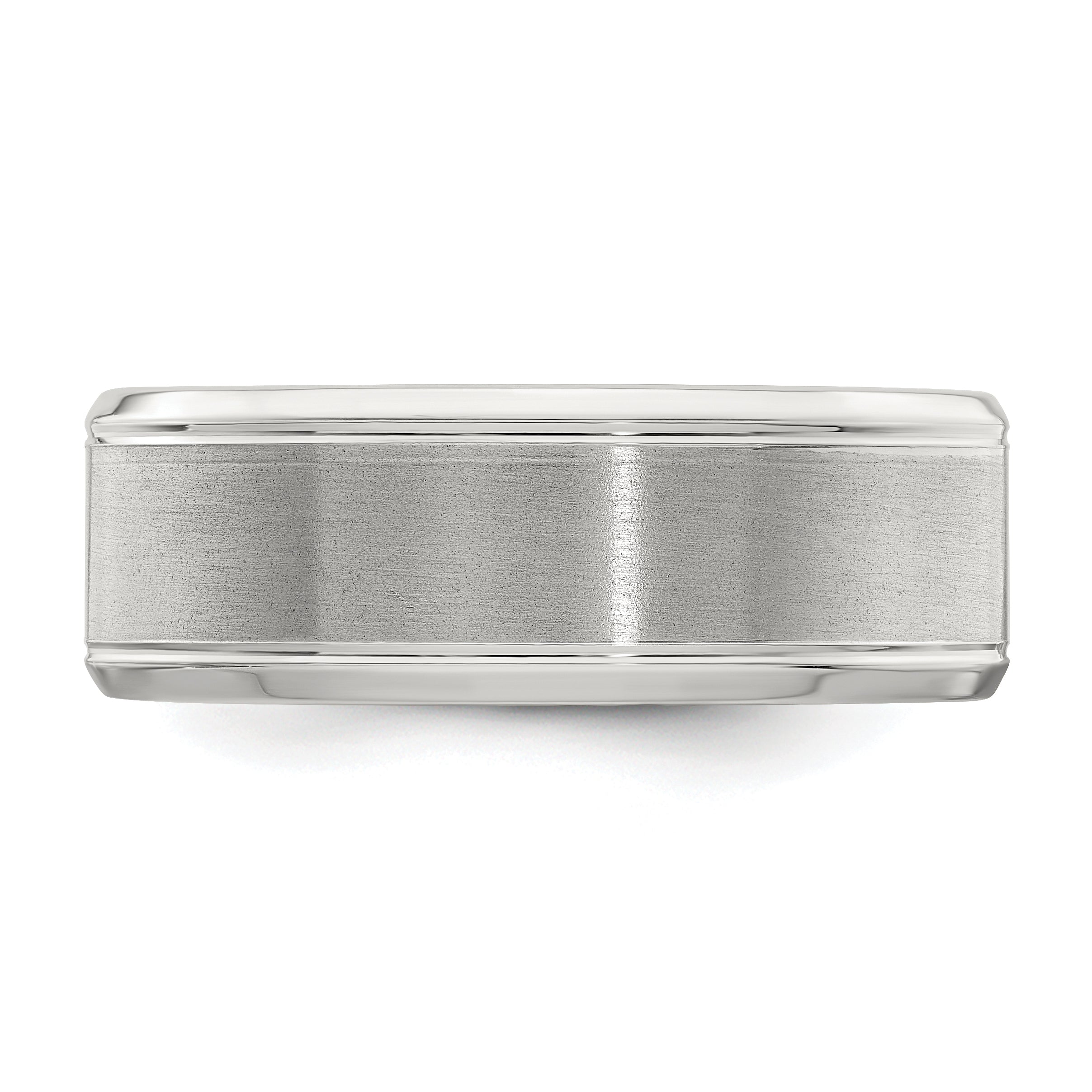 Sterling Silver Rhodium-plated 8mm Brushed Fancy Band