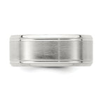 Sterling Silver Rhodium-plated 8mm Brushed Fancy Band