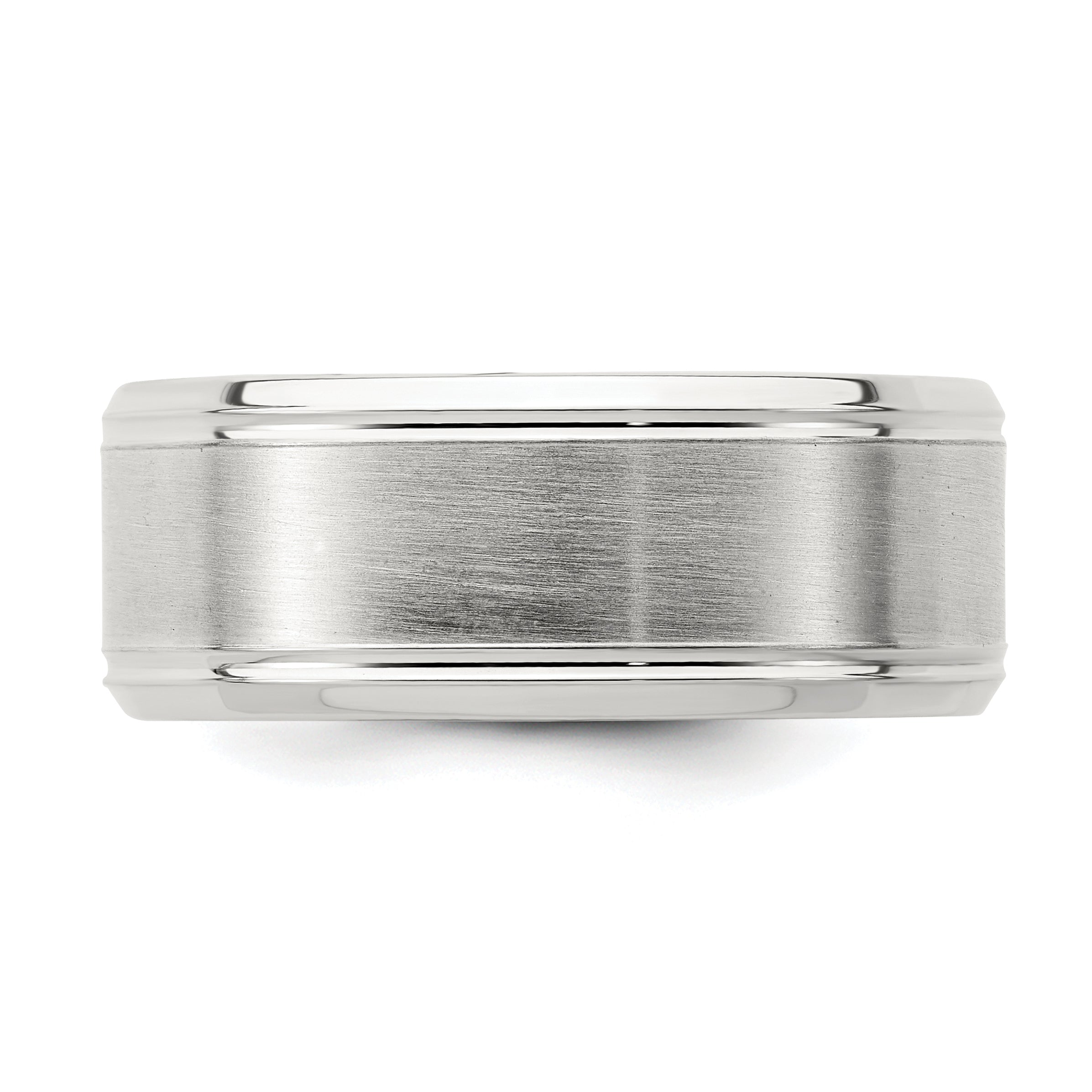 Sterling Silver Rhodium-plated 8mm Brushed Fancy Band